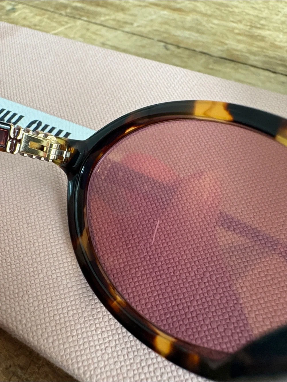 Authentic Miu Miu Regarde SMU 04Z-F Oval Sunglasses Tortoise & pink Complete Set - Picture 9 of 9